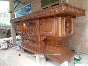 meja altar gereja ukir perjamuan kudus