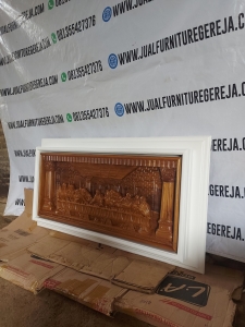 ukiran perjamuan kudus kayu jati