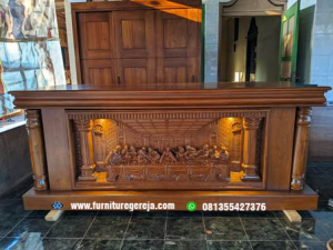 meja altar gereja jati minimalis 