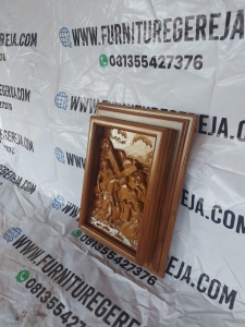 jalan salib katolik kayu jati 